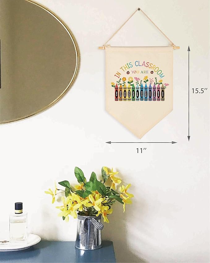 Canvas Banner Flag Sign Pennant Poster Wall Decor Gift for Nursery Classroom Kindergarten Preschool Education Reading Room Playroom Teacher Office Kid Girl Boy-Christmas Gift-in This Classroom