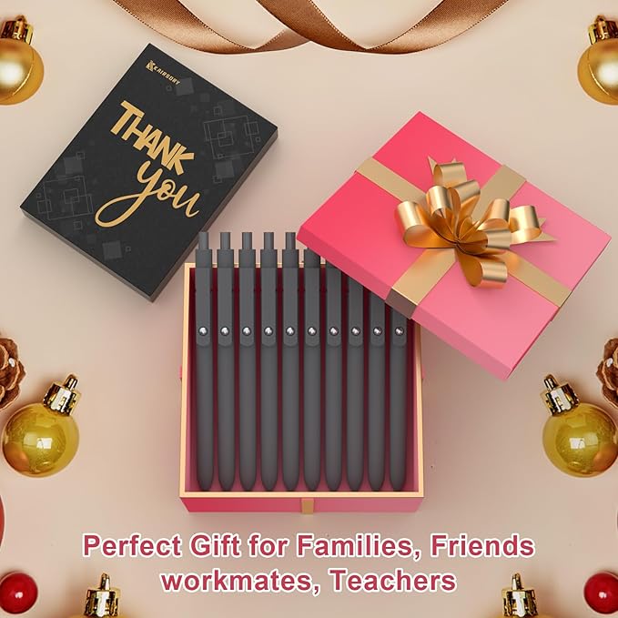 Gel Pens,0.5mm Fine Point Tip,Quick Drying Ink, Aesthetic Cute Office School Supplies Gifts for Women Men, High-End Series for Journaling Note Taking(10 Pcs Black Ink-Gray shaft pen)