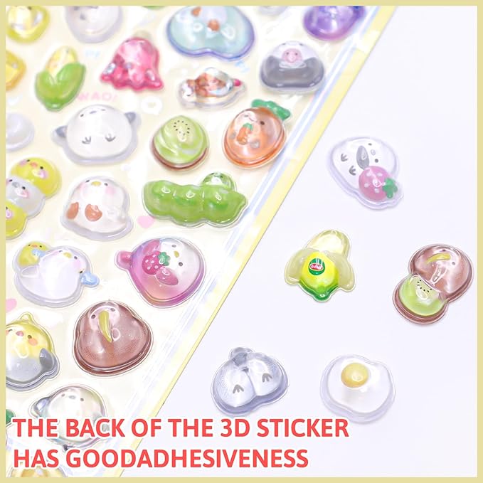3D Cute Cartoon Chicken Puff Stickers - Kawaii Mini Puffy Stickers for Scrapbooks, Planners, Journals, Laptops & Phone Cases