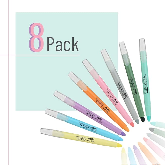 Mr. Pen- Bible Highlighters, Pastel Gel 8 Pack, Assorted Colors, Highlighters No Bleed, Highlighter, Highlighter Set, Dry Markers