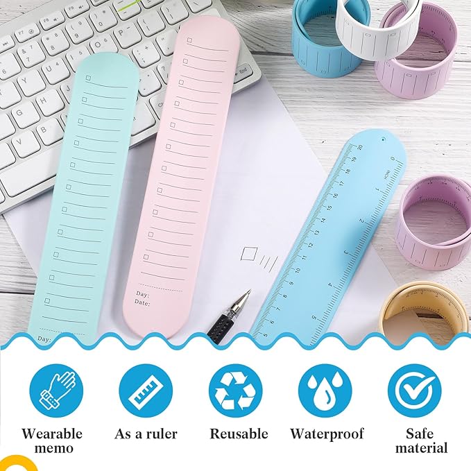 6 Pcs Nurse Silicone Bracelet to Do List Slap Silicone Reminder Bracelet Reusable Wearable Wrist Waterproof for Work Wrist Strap(Fresh Color,Regular Style)