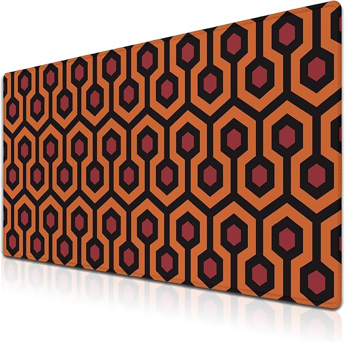 Office Desk Mat Red Yellow Big Mouse Pad Gaming Desk Pad Full Desk Mat Non-Slip Rubber Base Waterproof with Stitched Edges 35.4" X 15.7" for Game Office, The Shining Carpet Style