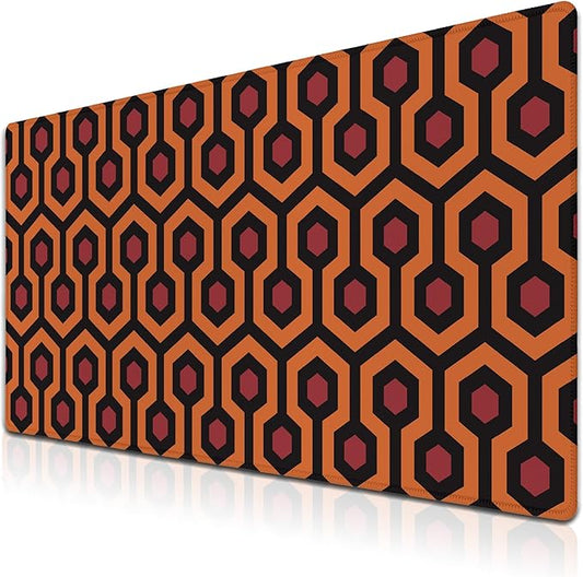 Office Desk Mat Red Yellow Big Mouse Pad Gaming Desk Pad Full Desk Mat Non-Slip Rubber Base Waterproof with Stitched Edges 35.4" X 15.7" for Game Office, The Shining Carpet Style