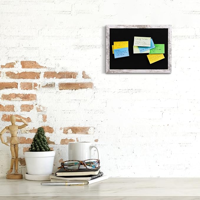 Black Felt Bulletin Board, Small Decorative Hanging Bulletin Boards for Walls with White Wooden Frame, 11.8"x8.6" Pin Board Vision Board for Office Home Kitchen School with Pins(2230,BK,1p)