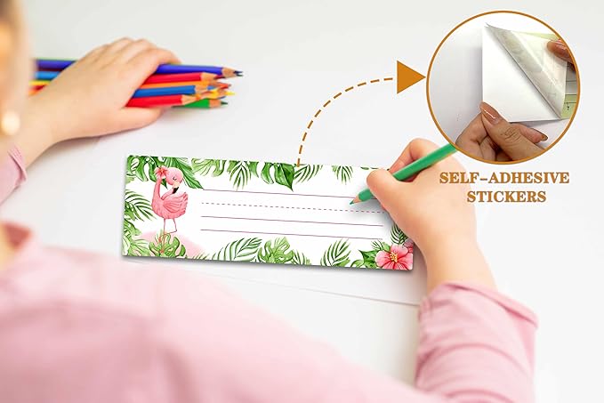 30 Name Tags for Classroom, Summer Flamingo Desk Name Tags, Students Name Plates for Kindergarten Classroom School, Tropical Name Labels Teaching Supplies, Back to School Classroom Decor -A05