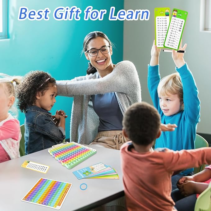 Multiplication Flash Cards + Pop Fidget Multiplication Chart, Times Table Educational Flashcard 3rd Grade, 4th, 5th, 6th Grade, Mint