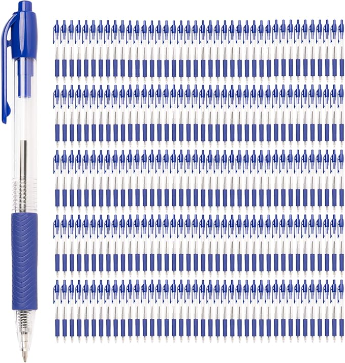 Simply Genius Blue Ballpoint Pens - 200 Bulk Pens, Retractable, Blue Ink - Smooth Writing & Ergonomic for Note Taking & Journal Supply