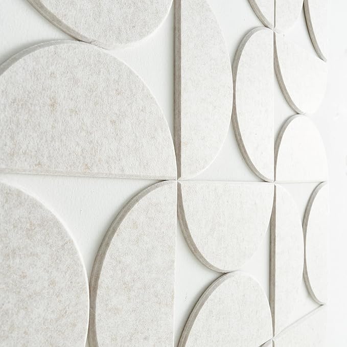 Large Bulletin Board Kit 48x36- Minimalist Wall Art to Replace Your Old Cork Boards for Walls for Office Decor - 24-Pack Semi-Circle Felt Wall Tiles for Home Office Décor (Limestone)