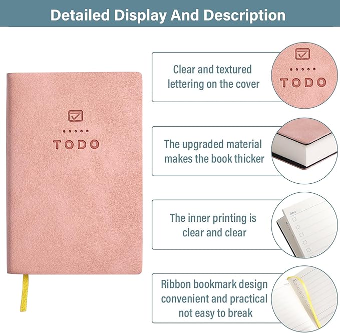 Tiita to Do List Notebook 98 Pages Daily to Do List Notepad for Work Pocket to Do List Undated Daily Planner 4.2"x 2.8" Small Checklist Notebook Pink