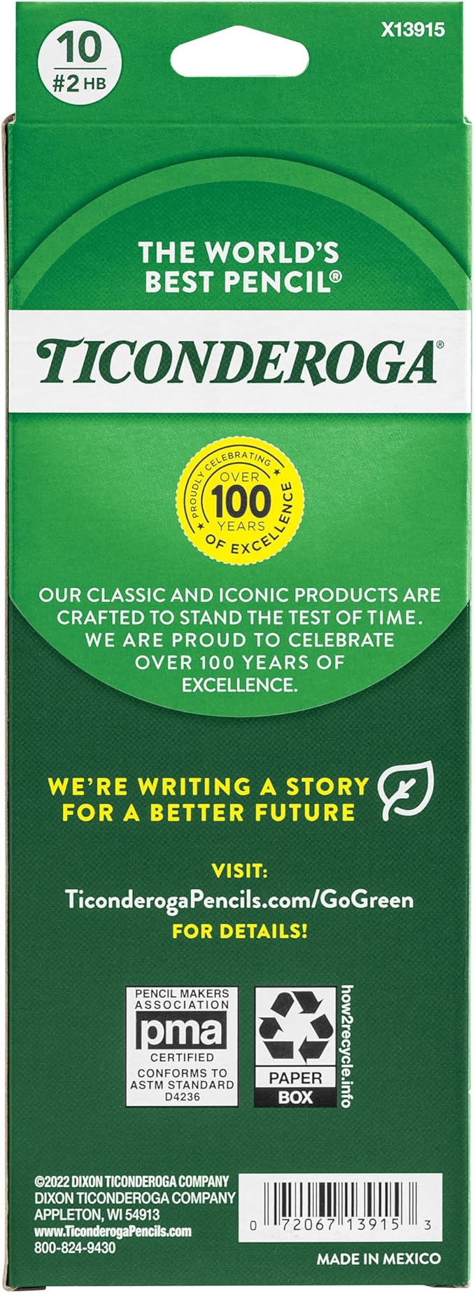 Dixon Ticonderoga Wood-Cased #2 Pencils, Pre-Sharpened, Pack of 60, Black (13915) (60)