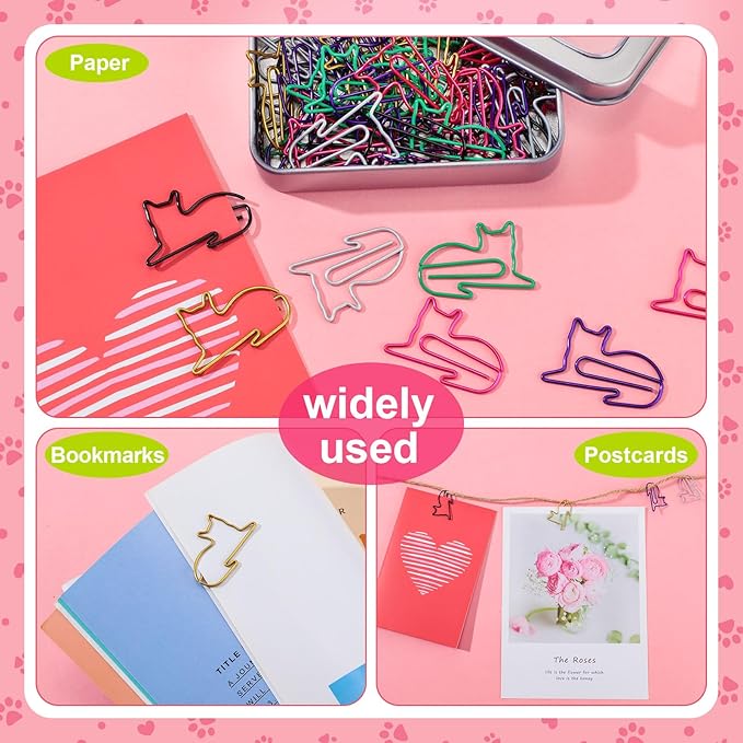 Outus Cat Office Supplies Cute Sticky Notes Paper Clips Gel Ink Pens Cartoon Stickers Party Favor for Cat Lovers Office Supplies(Funny Style)