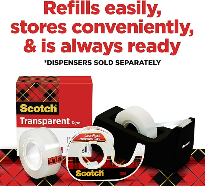 Scotch Transparent Tape, 3/4 in x 1000 in, 3 Boxes/Pack (600K3) (Pack of 2)