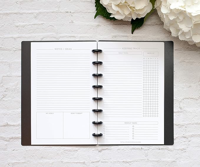 BetterNote Keeping Track Refill Pages for Discbound Notebook, Habit Tracker, Fits Disc TUL, Daily Weekly To Do, Happy Planner, ARC, Levenger Circa, Talia (Classic- 6 month, 8-Disc, 5.5"x8.5")