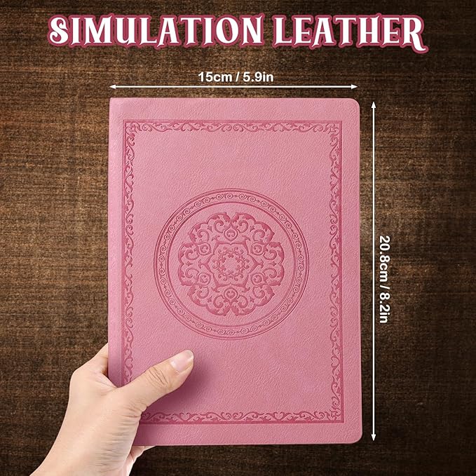 2026 Leather Vintage Journal Notebook,300 Pages,Leather Softcover Lined Journal Notebooks for Women Men,Notebook Journals for Writing Travel,Business,Office,5.7'' X 8.3'',Pink