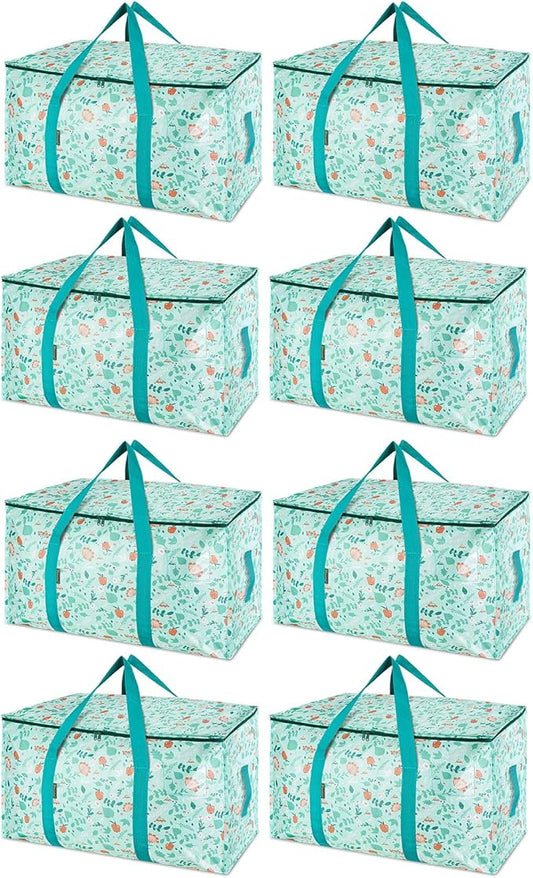BALEINE 8-Pack Oversized Moving Bags with Reinforced Handles, Heavy-Duty Storage Tote for Clothes, Moving Supplies (Spring Stroll, 8-Pack)