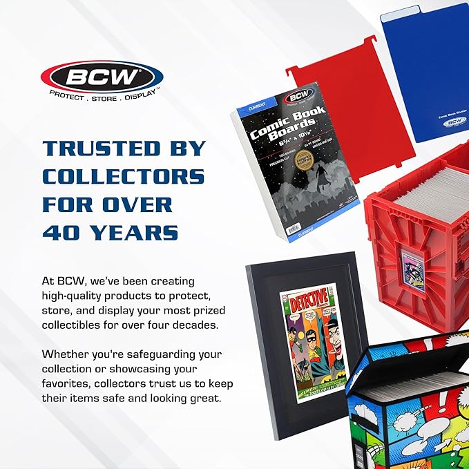 BCW Short Comic Storage Box - 5 Pack | Holds 150-175 Current/Silver Age Comics | Stackable, Durable 200 lb. Strength