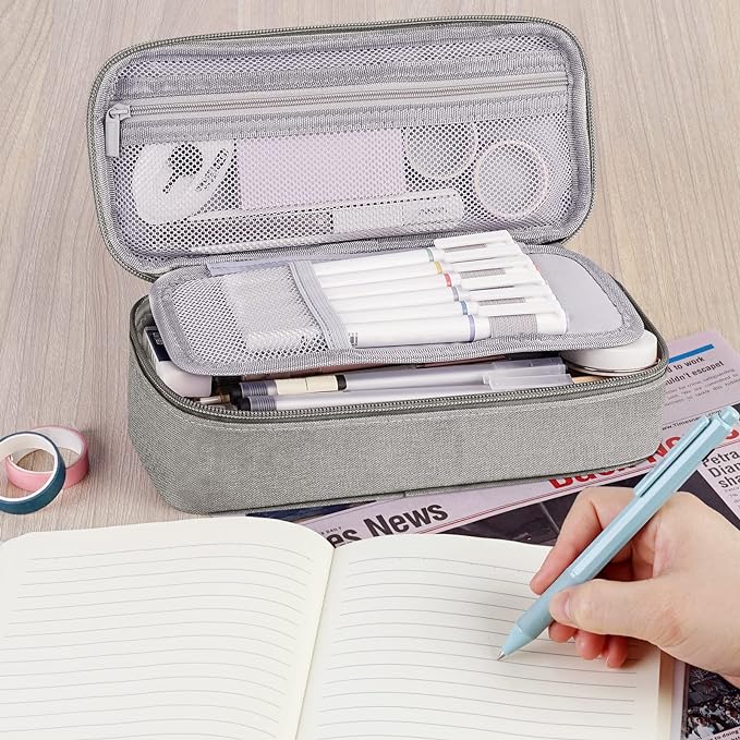 WEMATE Pencil Case, Large Storage Organizer for Stationery, Back - to - School Essential, Teacher Must - have, Big Pencil Pouch, Marker Case School Supplies for College & High School