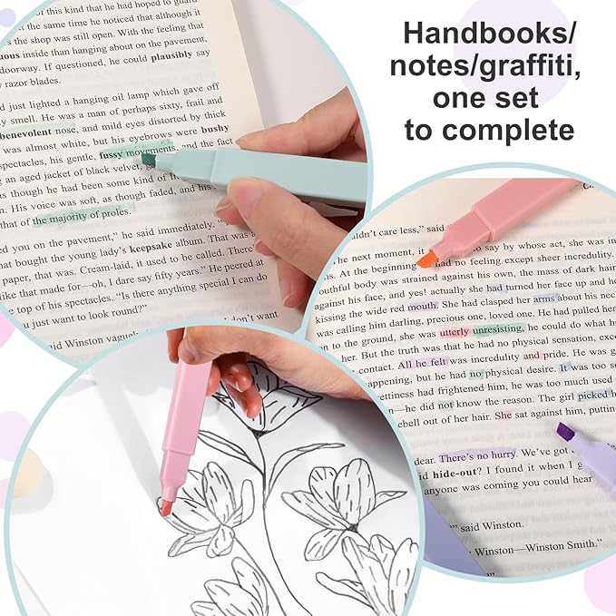 12 Pack Assorted Colors Pastel Highlighters, Aesthetic Highlighter With Chisel Tip Cute Water Based Quick Dry No Bleed for Journals, Bibles, Notebooks, School Office Supplies