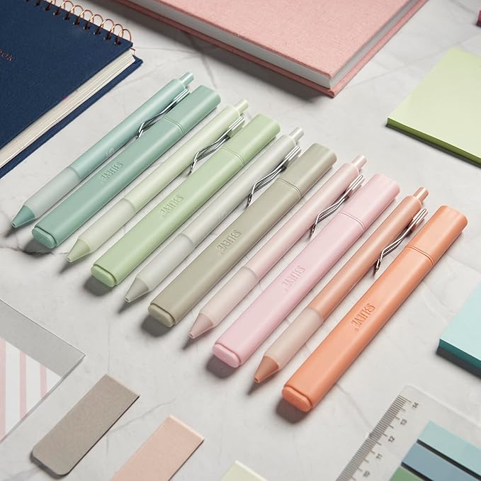 BLIEVE - Aesthetic Highlighters and Gel Pens With Soft Ink And Tip, Bible Highlighters and Pens No Bleed, Dry Fast Easy to Hold, for Bible Journaling Planner School Supplies (Pastel Muted, Multicolor)