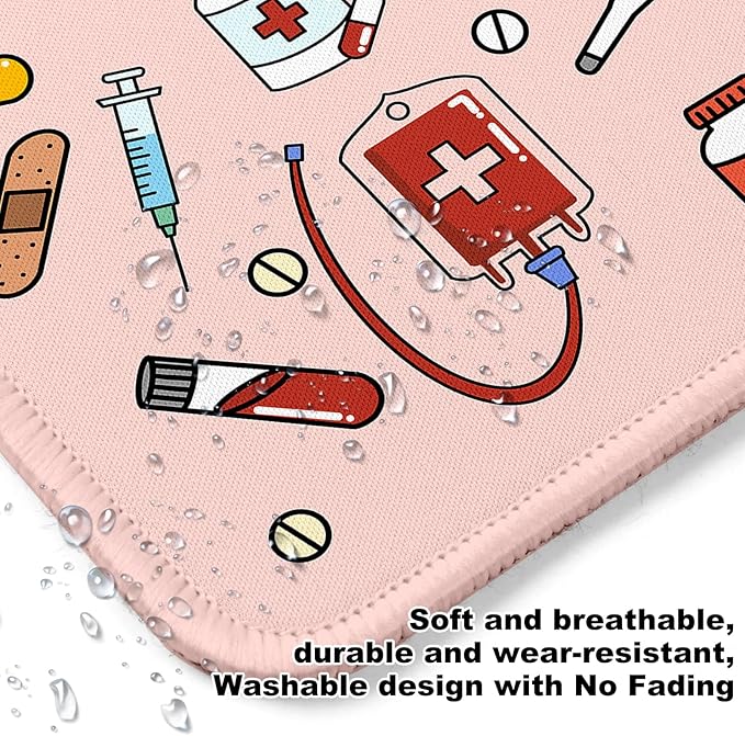 Nurse Square Mouse Pad,Non-Slip Rubber Base Mouse Pad,Home Office Decoration Desktop Accessory,Laptop Mouse Pad for Office Laptops,9.4x7.8x0.12inch.