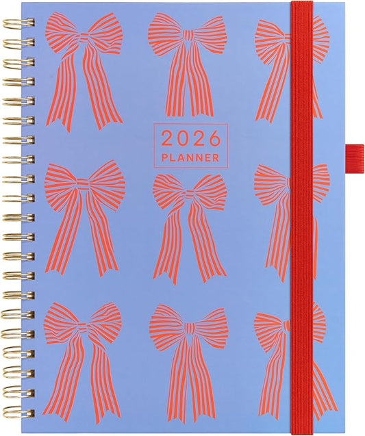 And Per Se 2026 Planner with Pattern, A4 Size-Daily, Weekly & 18-Monthly Planner, Daily Schedule, Monthly Tabs, 100 GSM Thick Paper(Bowknot Pattern)