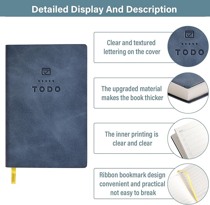 Tiita to Do List Notebook 98 Pages Daily to Do List Notepad for Work Pocket to Do List Undated Daily Planner 4.2"x 2.8" Small Checklist Notebook Dark Blue
