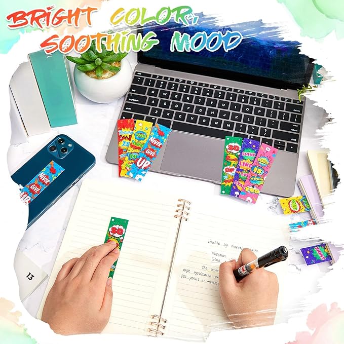 36 Pcs Anxiety Sensory Stickers Strips Adhesive Textured Mental Health Calm Stickers Mindfulness Fidget Decals Stress Anxiety Relief Items for Therapy Office Desk(Hero Style)