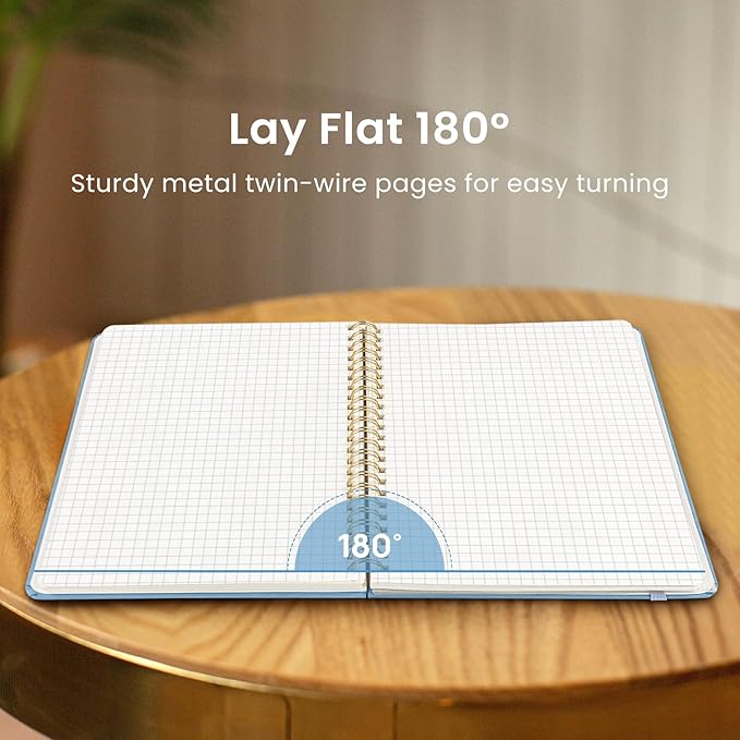 Taja Graph Spiral Journal Notebook for Women & Men, 140 Pages, Graph Paper Hardcover Notebook for Planning & Tracking, Journals for Graphing, A5(5.7" x 7.9") – Blue