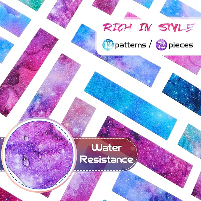 72 Pcs Anxiety Sensory Stickers Strips Adhesive Textured Mental Health Calm Stickers Mindfulness Fidget Decals Stress Anxiety Relief Items for Therapy Office Desk Counselor(Ink Starry Sky)