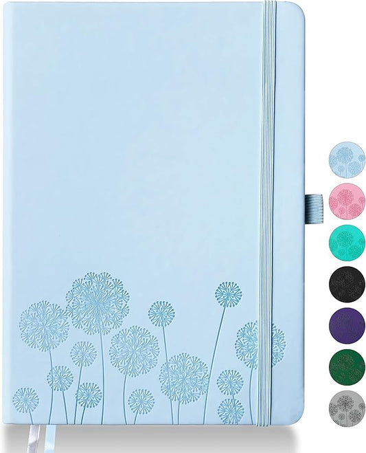 Notebook Journal for Women,A5 Hardcover Leather Journaling Notebooks for Work,200 Pages Travel Journal for Women Men with Pen Holder and Ribbon,5.78"×8.34"(Blue)