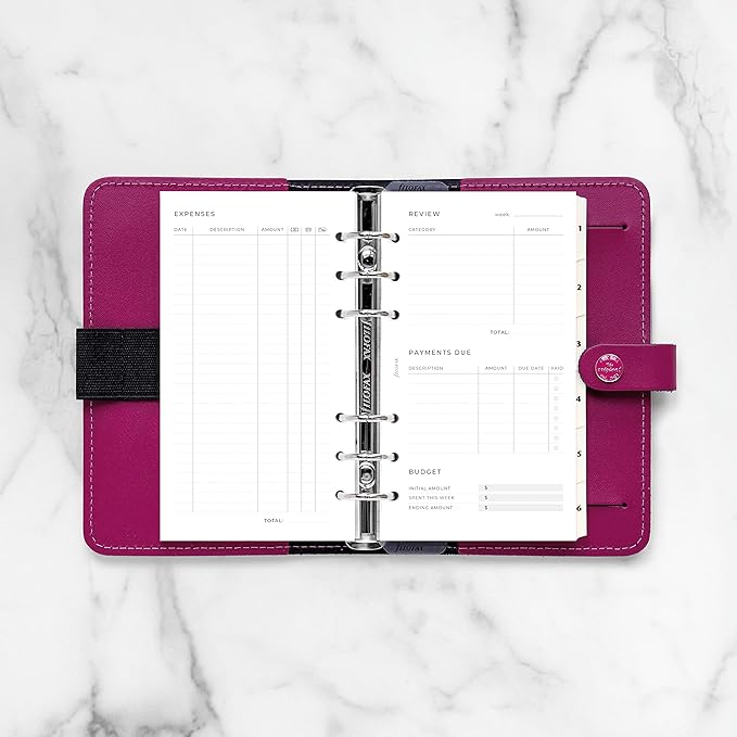 Filofax Lifestyle Refill, Personal Size, Organizer Refill, White Paper, Expense Tracker, 56 Sheets (B132850)