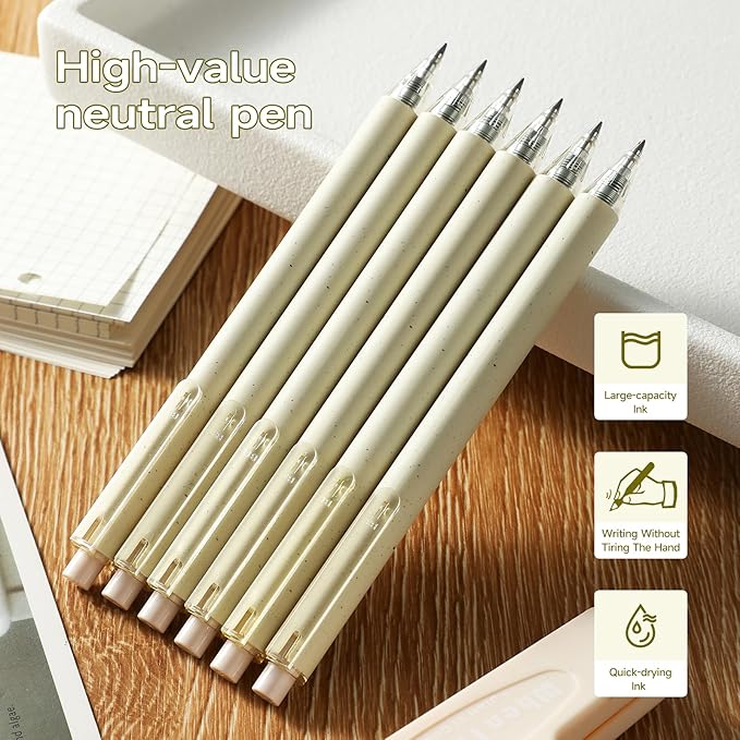 RIANCY Gel Pens, 6 Pcs 0.5mm Black Ink Pens Fine Point Aesthetic Pens Smooth Writing Pen Cute Office School Supplies Gifts for Women Men