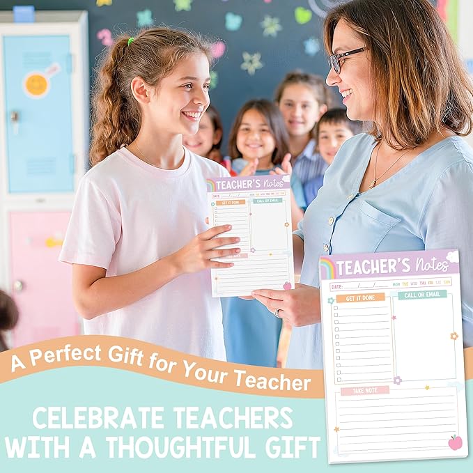 Teacher Gifts, Gifts for New Teachers, Pastel Teacher Notepad, To-Do List Notepad, Stationery Must-Have Supplies for Preschool, Elementary, Middle, and High School Teachers