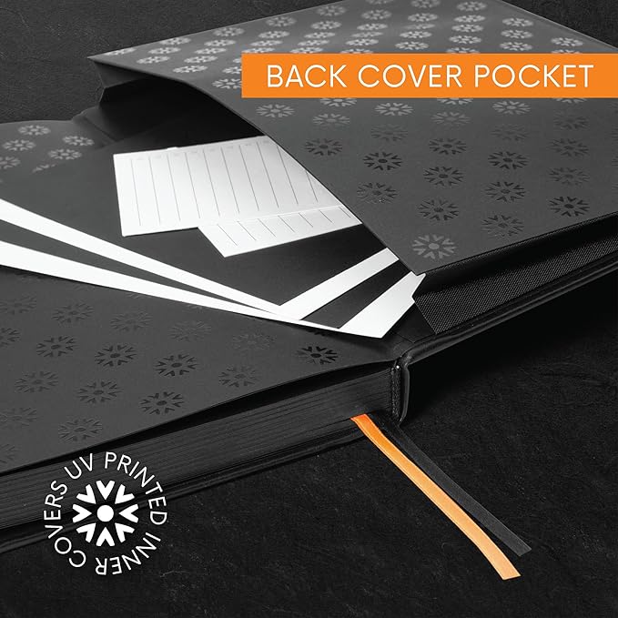 Notsu Pitch Black Paper Notebook B5 Dotted Journal | Minimalist Bullet Dot Grids with 160 Black Pages of Premium Thick 150gsm Paper, Vegan Leather Hardcovers