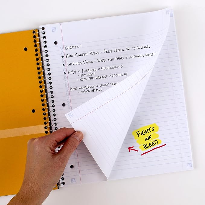 Five Star Spiral Notebook + Study App, 5 Subject, College Ruled Paper, 8-1/2" x 11", 200 Sheets, Fights Ink Bleed, Water Resistant Cover, Fire Red (72077)