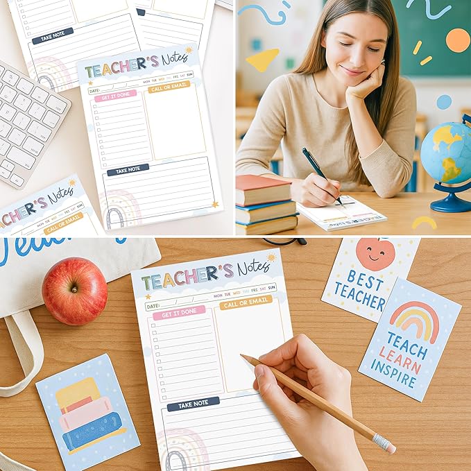 Teacher Gifts, Gifts for New Teachers, Boho Teacher Notepad, To-Do List Notepad, Stationery Must-Have Supplies for Preschool, Elementary, Middle, and High School Teachers
