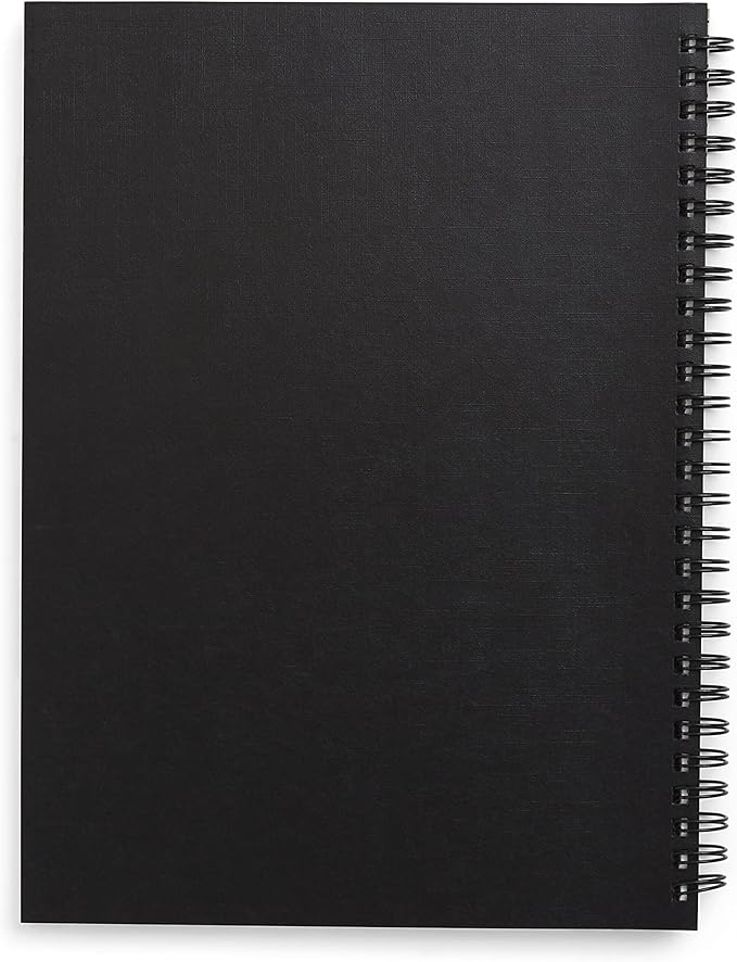 TRU RED Medium Soft Cover Meeting Notebook, Black – Ruled, Spiral Bound, 80 Sheets, Interior Pocket