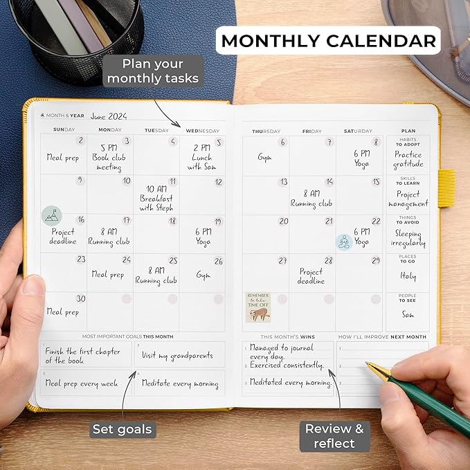 Clever Fox Self Mastery Journal – Guided Daily Reflection & Self Improvement Journal with Prompts – Journaling Notebook for Women & Men (Amber Yellow)
