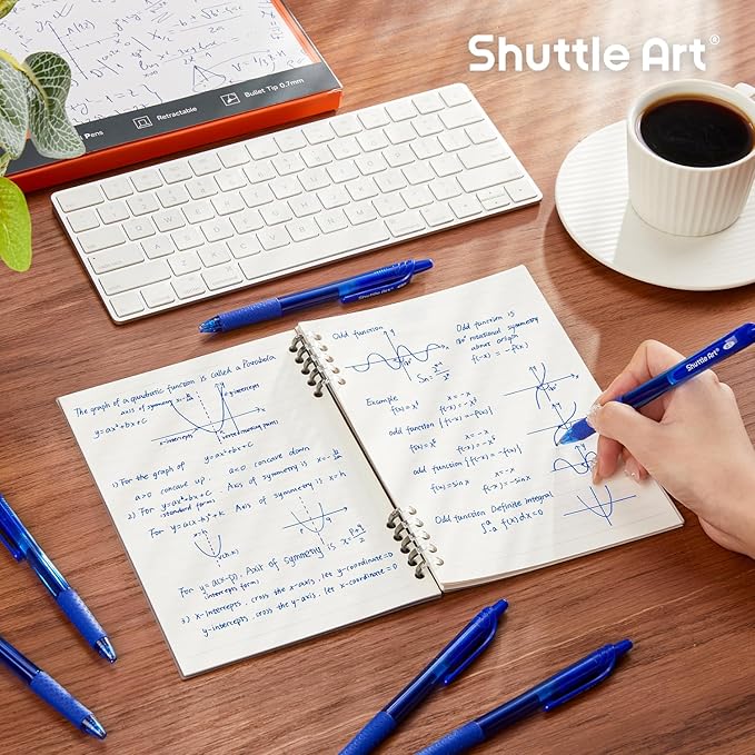 Shuttle Art Blue Gel Pens, 40 Pack Retractable 0.7mm Medium Point Rollerball Blue Ink Pens Smooth Writing with Comfortable Grip for Writing Journaling Taking Notes Office School Home