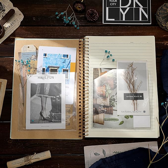 Tinlade 24 Pcs Adhesive Clear Corner Pockets 6 x 6 Inch Sticky Pocket Sleeves Self Adhesive Planner Pockets Adds Extra Storage Space to Notebooks Folders Planner Accessories, Home Office School