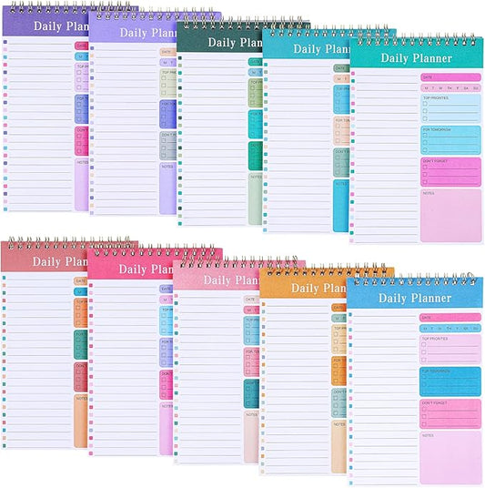 10 Pack Daily To Do List Notepad, Beautiful To Do List Note Pads Set 5" x 8" 30 Sheets Spiral Planner Checklist Notebook Work Notepads for Easy Daily Planning, Office Desk Supplies for Women