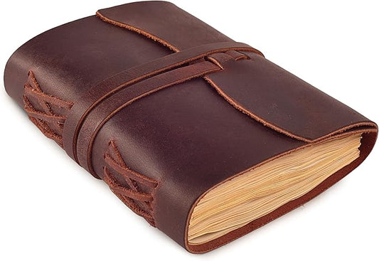LEATHER VILLAGE Leather Bound Journal - Fuchsia, 11.5"X8.50", 220 Pages - Vintage Blank Paper Diary for Writing, Drawing, Sketchbook, and Travel Notebook - Ideal for Women and Men