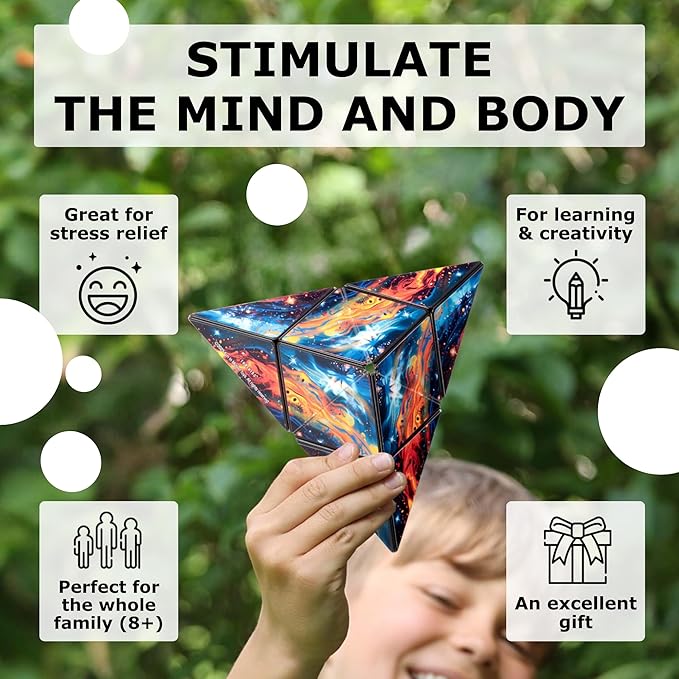 Shashibo DODECA Shape Shifting Box - Award-Winning STEM Fidget Toy with Ultra Strong Magnets - Puzzle Cube Transforms Into 100+ Shapes, Perfect Sensory Gift for Kids, Teens, and Adults (Infinity)
