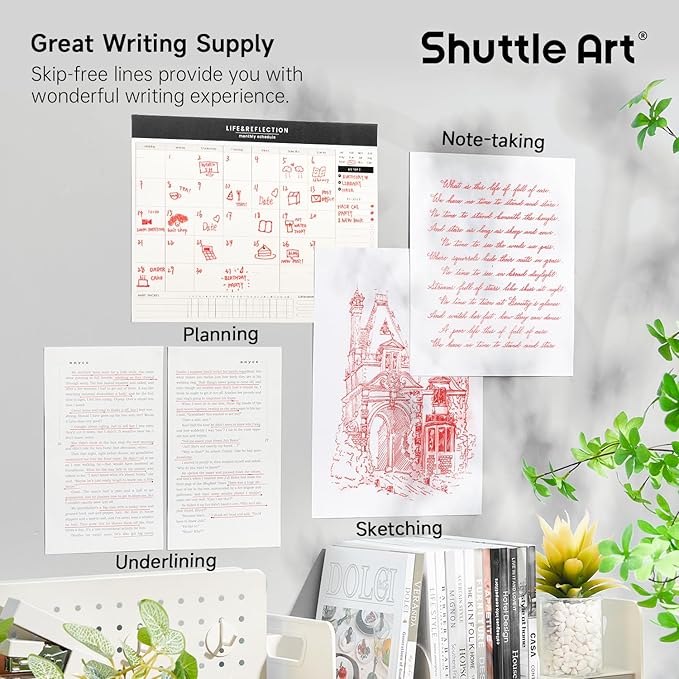 Shuttle Art Red Gel Pens, 40 Pack Retractable 0.7mm Medium Point Rollerball Red Ink Pens Smooth Writing with Comfortable Grip for Writing Journaling Taking Notes Office School Home