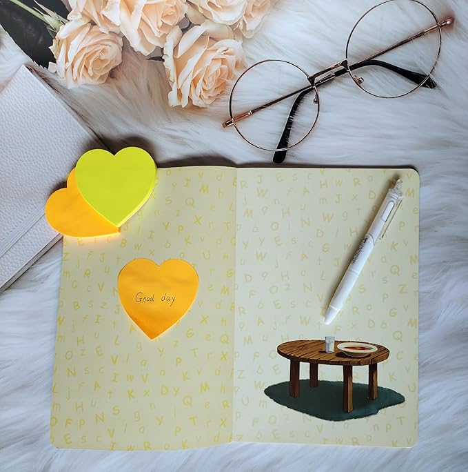Heart Sticky Notes Cute 3x3 Inches (8 Pads/Total 656 Sheets), Heart Shaped Sticky Notes with 8 Bright Colors, Easy to Post, Strong Adhesive, Clean Removal for Home, Office
