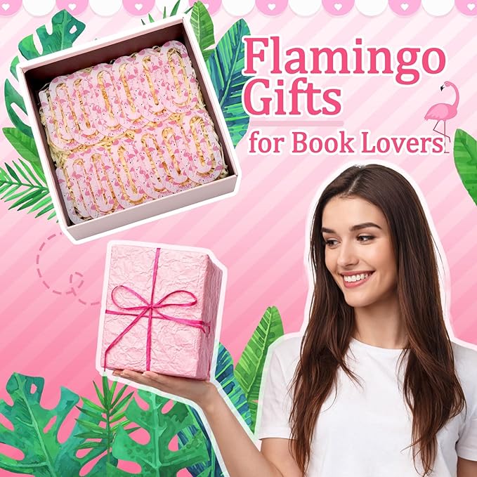 Tinlade 12 Pcs Flamingos Jumbo Acrylic Paper Clips 4 x 2 Inch Large Cute Pink Paperclips for Teachers Students Classroom Office Bookmark Gift Desk Home Accessories Book Lovers
