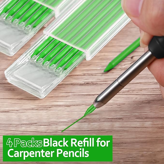 Hiboom 24 Pieces 2.8mm HB Refill for Carpenter Pencil, Study Long Lasting Pencil for Mechanical Woodworking Construction (Green)
