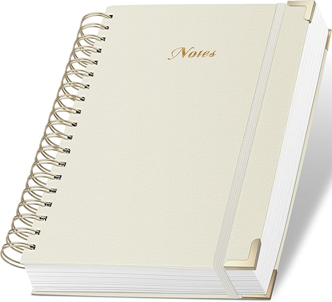 Spiral Notebook Journal, 328 Pages Linen Hardcover College Ruled Notebook, Lined Thick Journals for Women Men, A4 Thick Spiral Journal for Writing, 100GSM Paper, Cute Notebooks for Work School