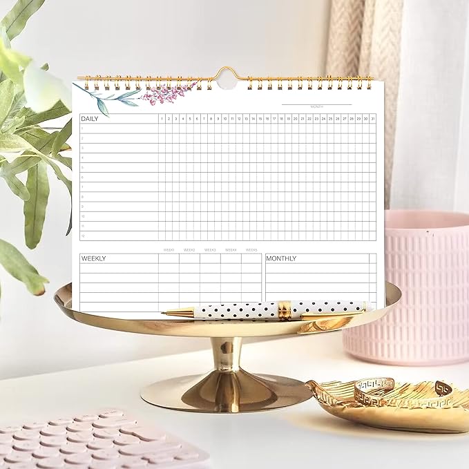 Habit Tracker Calendar- 12 Months Undated Daily, Weekly & Monthly Period Habit Tracker Journal, Writable Habits Track Calendar for Goal Setting, Boost Productivity, Workout Motivation & Self Care Tool
