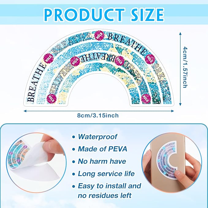 36 Pcs Sensory Strips Infinity Rainbow Anxiety Mindfulness Stickers Adults Stress Breathing Stickers Fidget Adhesives Rough Textured Tape for Classroom Desk Office Computer(Minimalist)